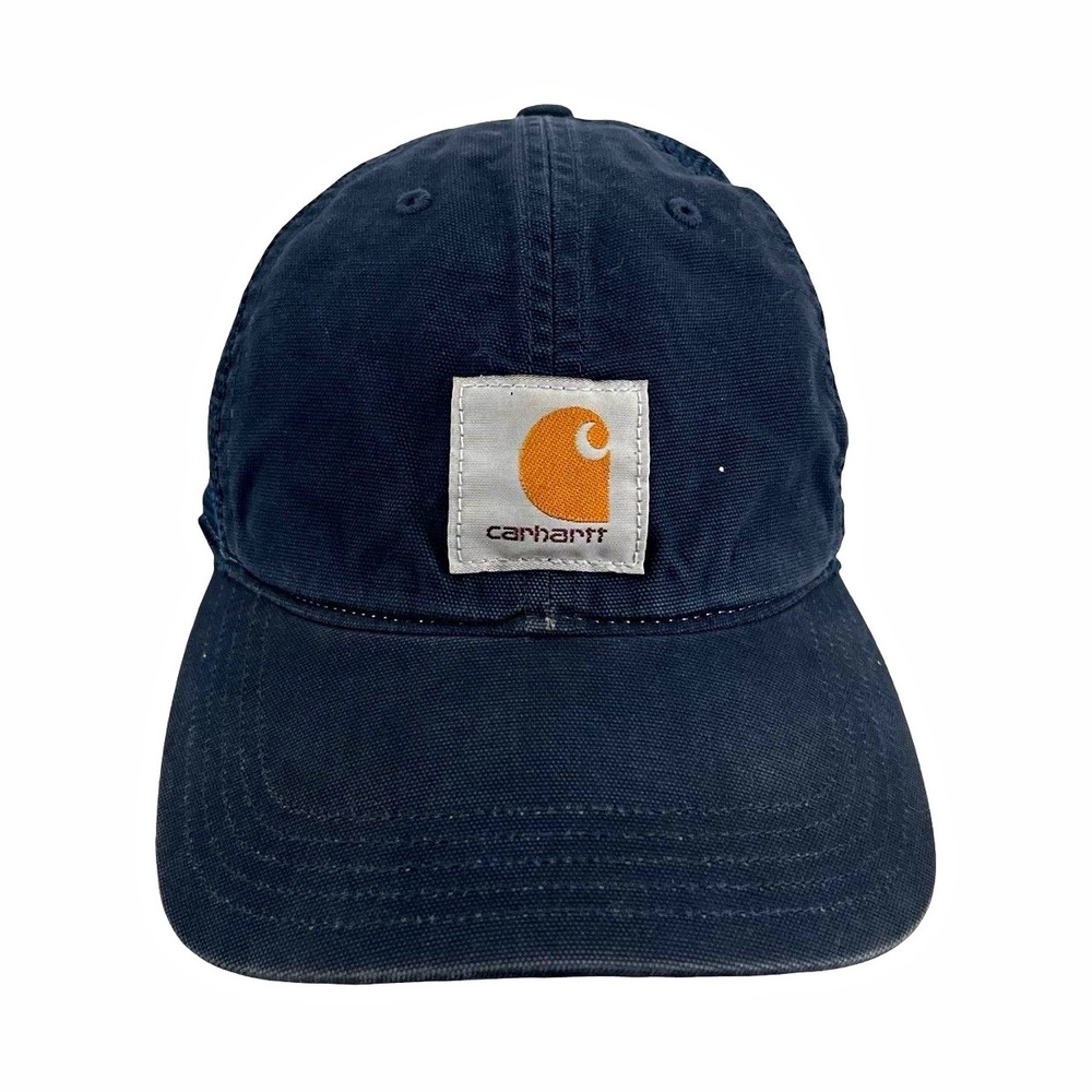 Carhartt Trucker Hat Navy Blue Mesh Snapback Workwear Logo Cap One Size FA19